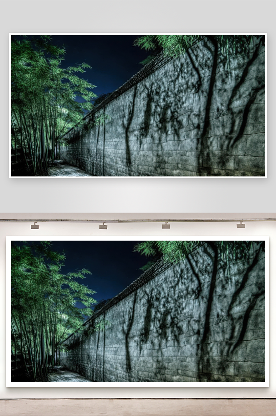 竹影婆娑月移墙上如画-众图网