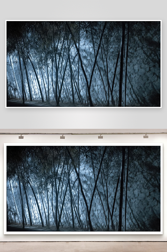 竹影婆娑月移墙上画图片-众图网