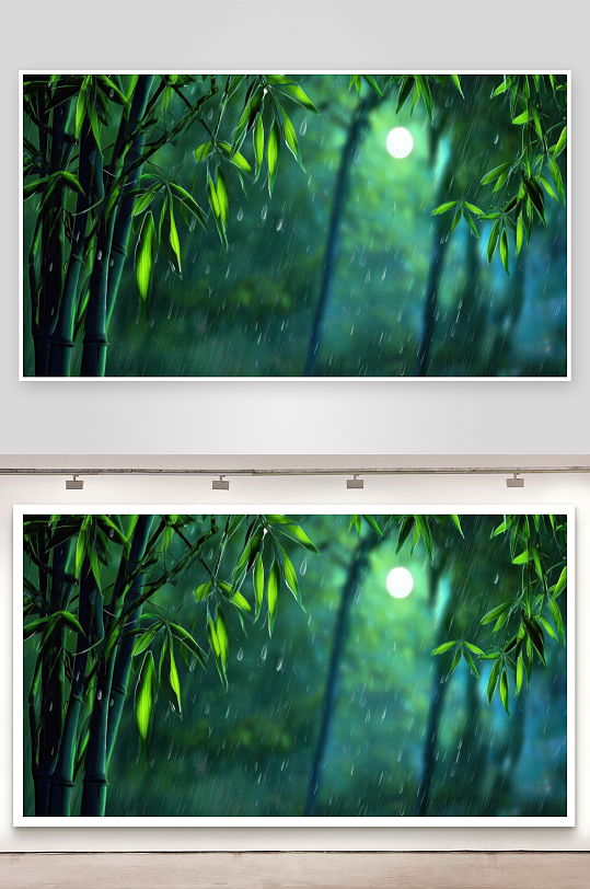 竹林听雨声声传入梦来背景图-众图网