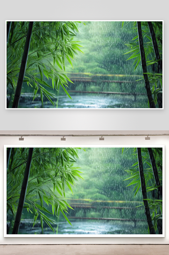 竹林听雨声声入梦来背景图-众图网