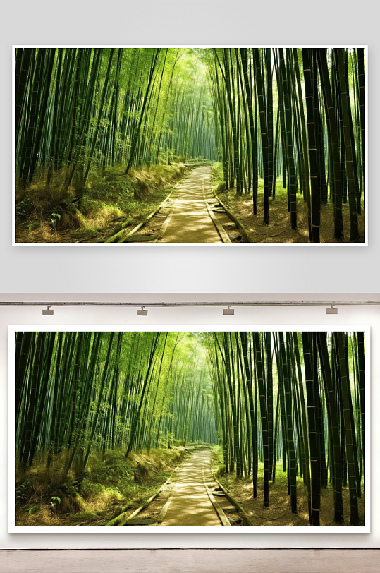 竹林小径清幽通向深处图片-众图网