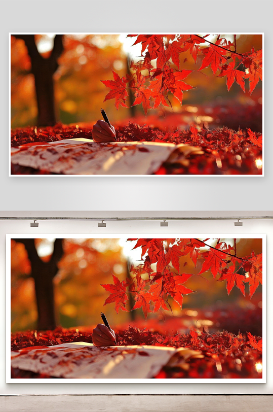 红叶题诗秋意浓情深背景图-众图网