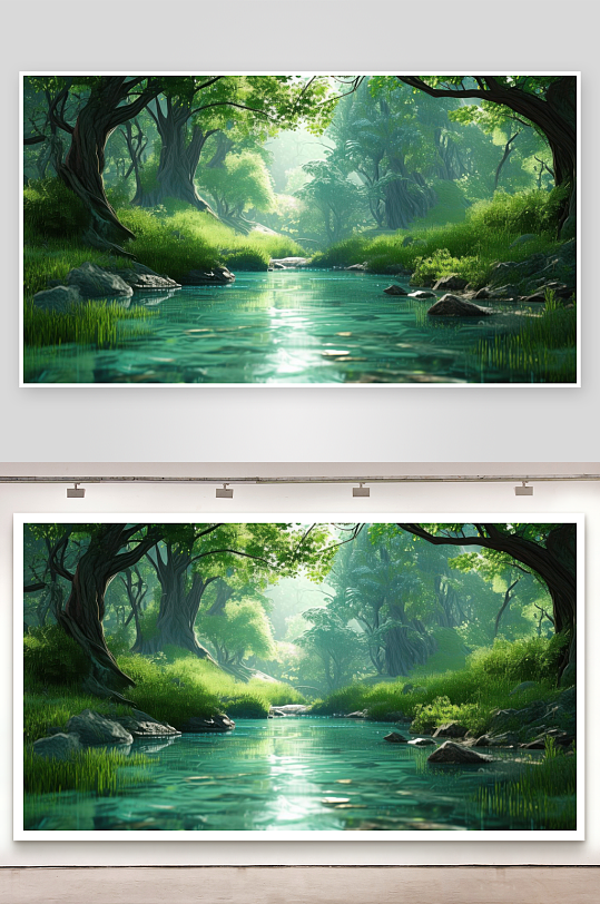 绿水悠悠流淌温柔时光背景图-众图网