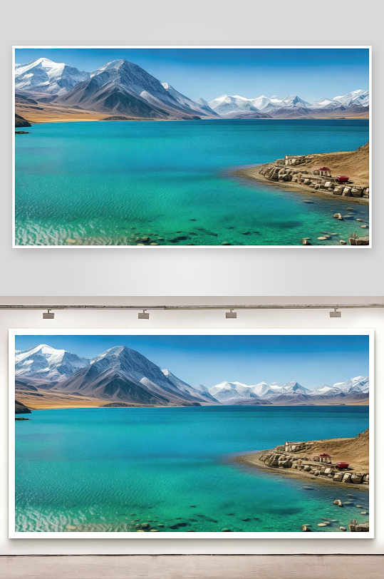 羊卓雍措碧玉湖镶嵌背景图-众图网