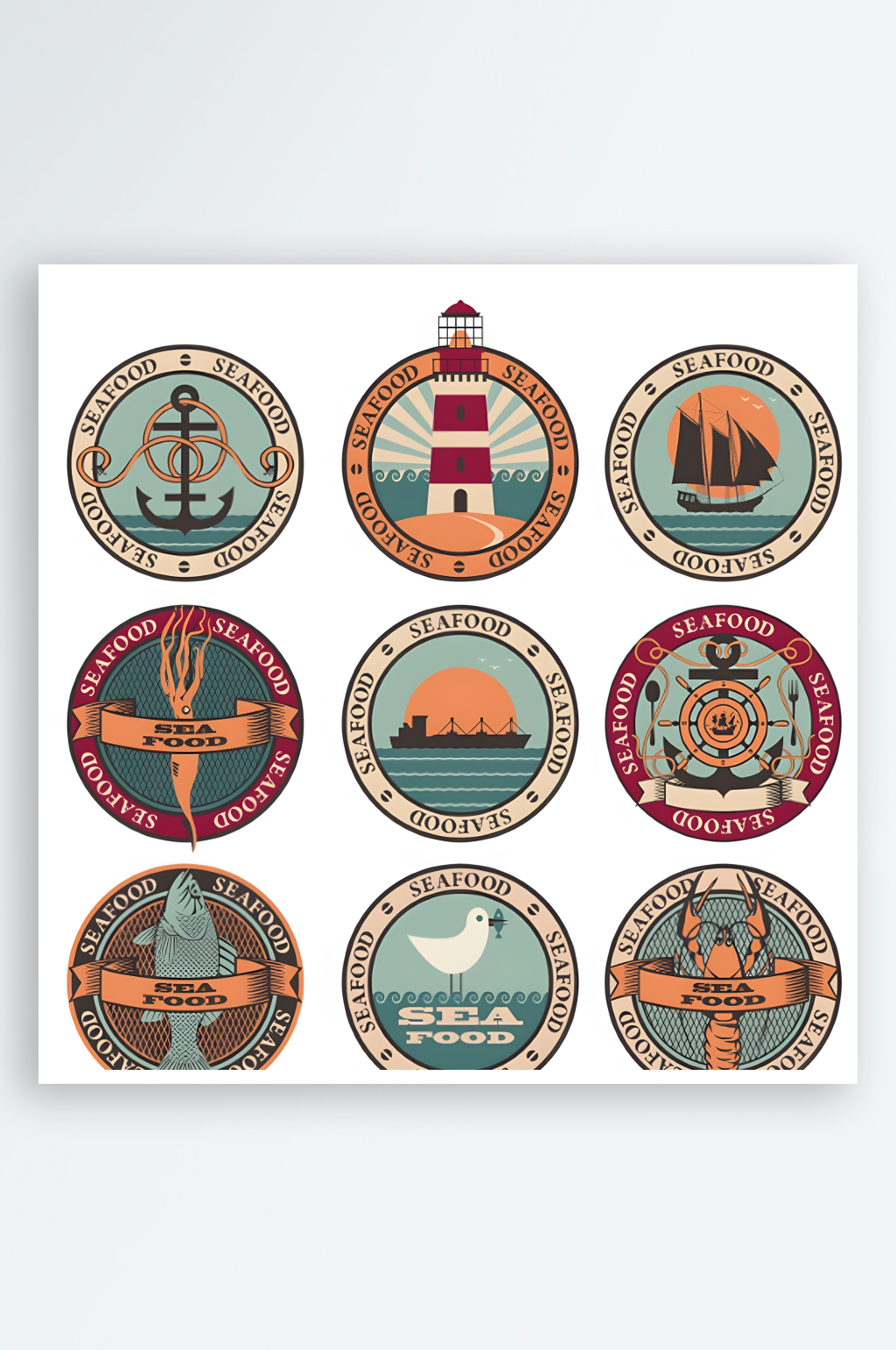 海鲜图标矢量创意设计素材素材