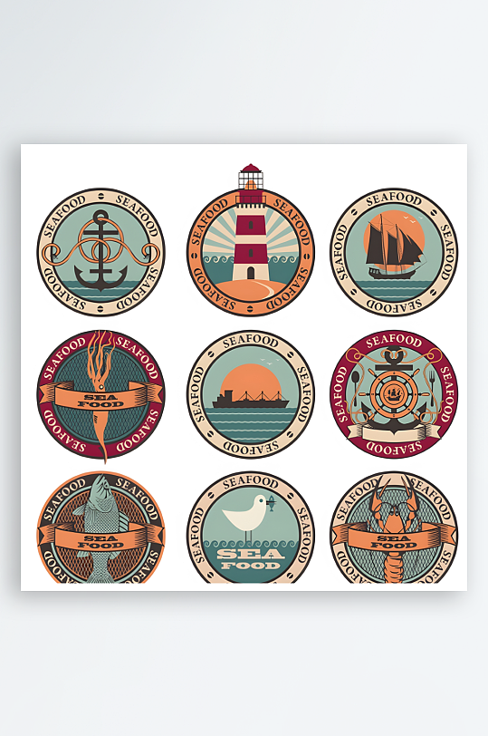 海鲜图标矢量创意设计素材-众图网