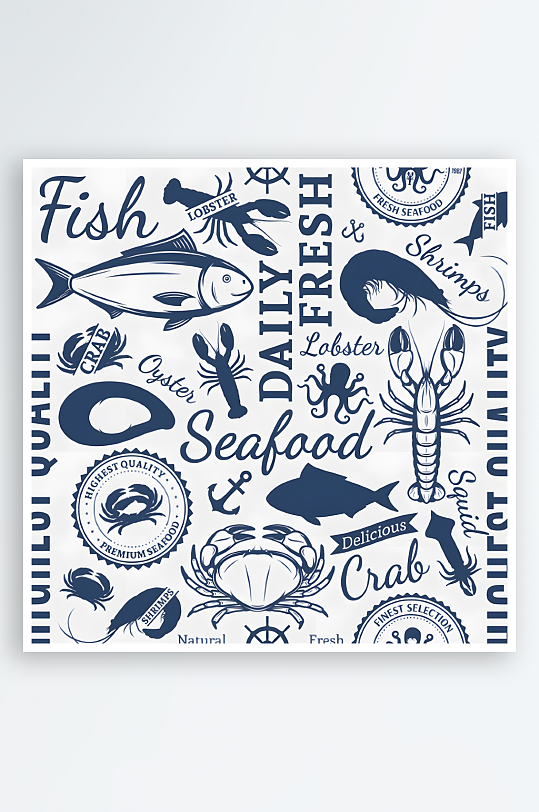 海鲜图标矢量创意设计素材-众图网