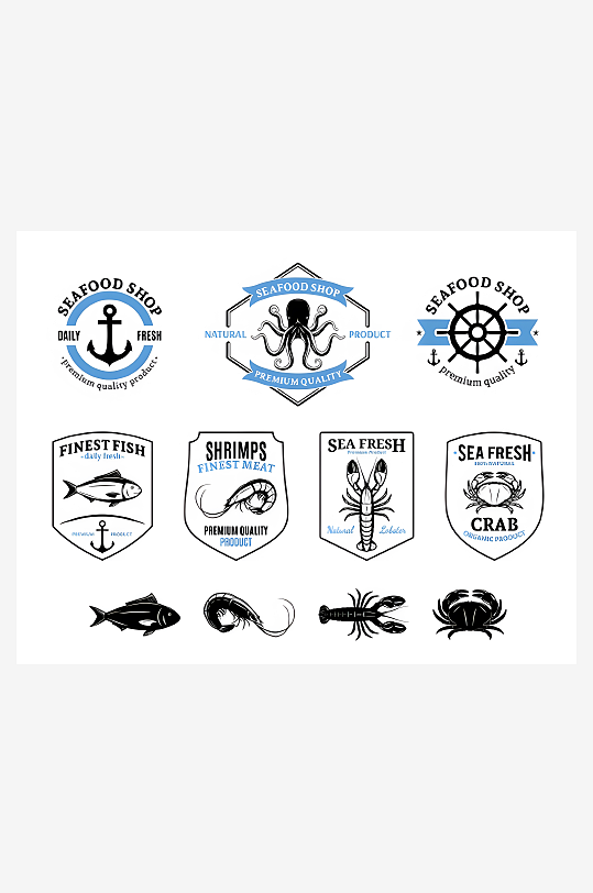 海鲜图标海鲜标志设计-众图网