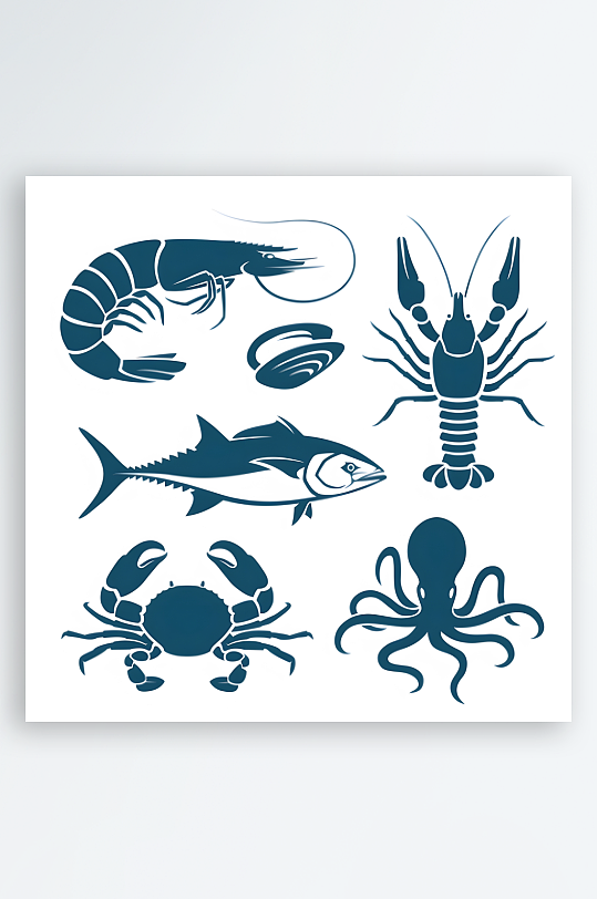 海鲜图标海鲜标志设计-众图网