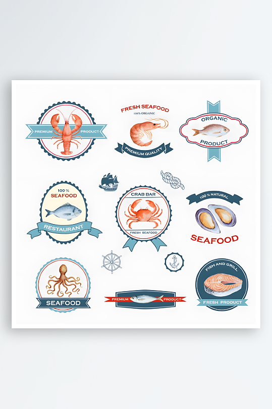 海鲜图标海鲜标志设计-众图网