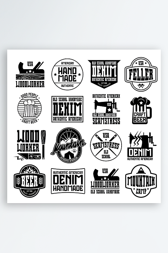 欧美风格图标标志素材-众图网