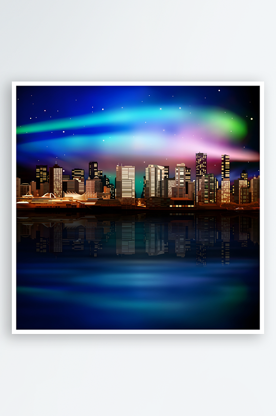 夜晚夜景风景海边夜景-众图网