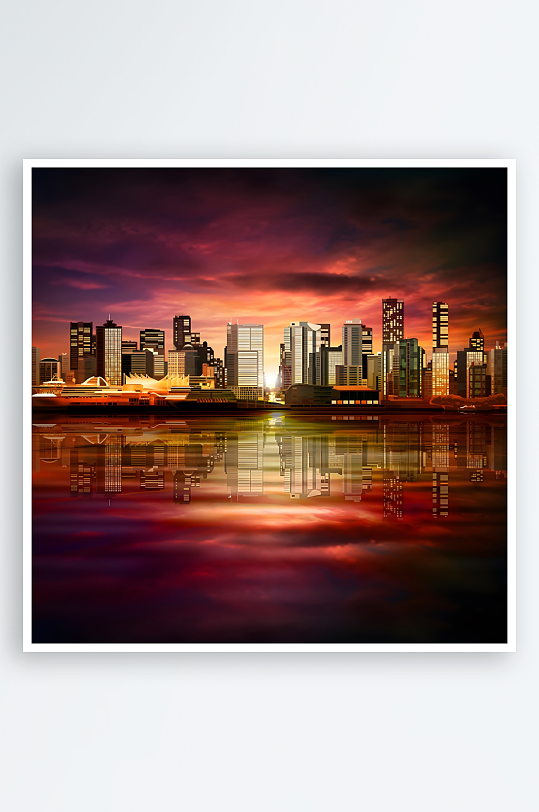 夜晚夜景风景海边夜景-众图网