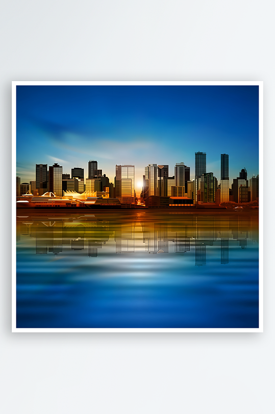 夜晚夜景风景海边夜景-众图网