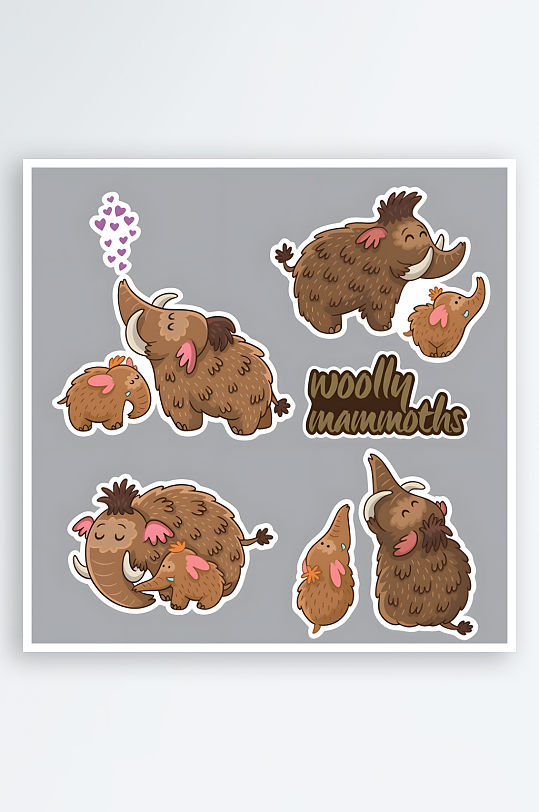 卡通小动物贴纸设计素材-众图网