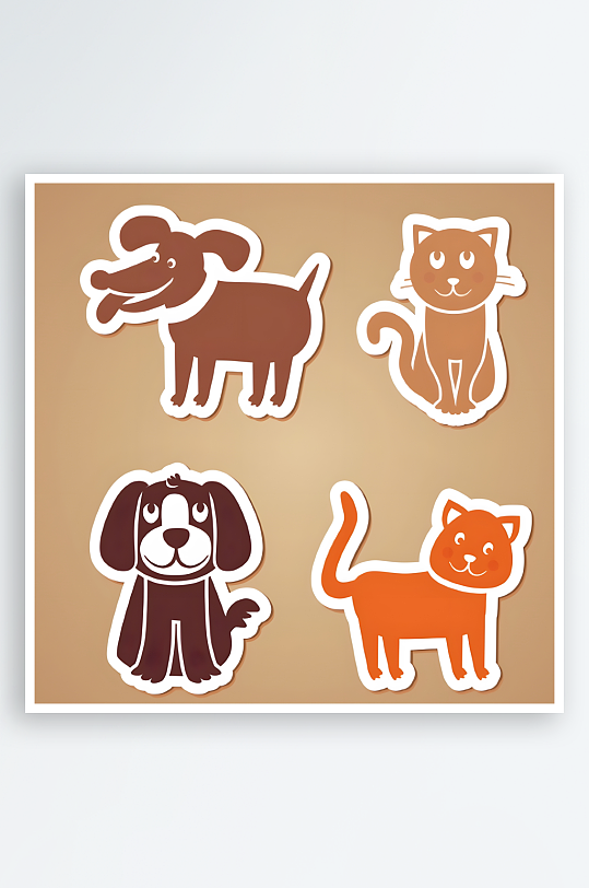 小猫小狗矢量创意设计素材-众图网