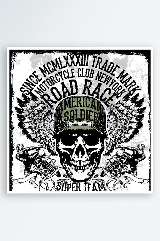 哥特摇滚骷髅矢量创意设计素材-众图网