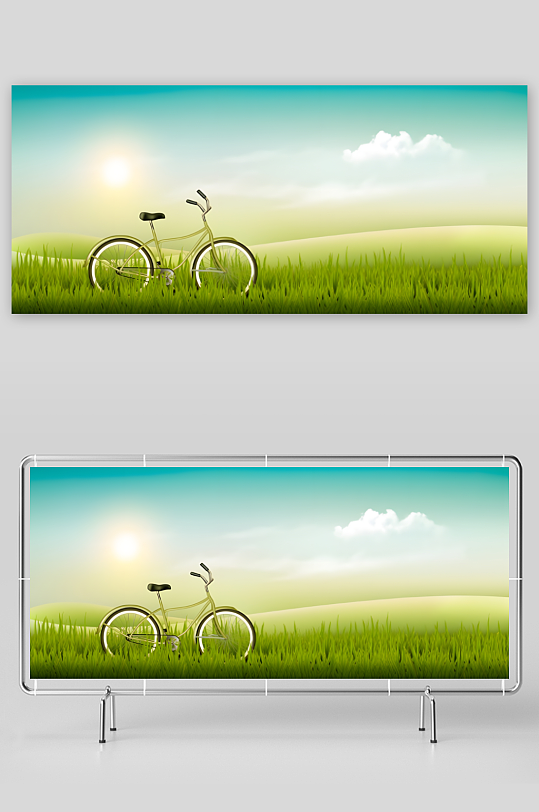 草原自行车矢量创意设计素材-众图网