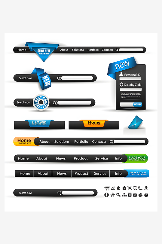 页面按钮网站标签图标-众图网
