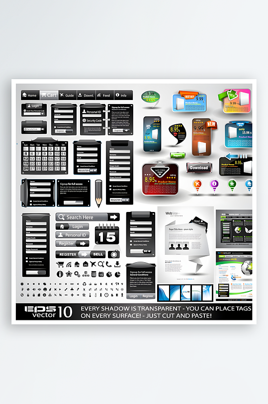 页面按钮网站标签图标-众图网