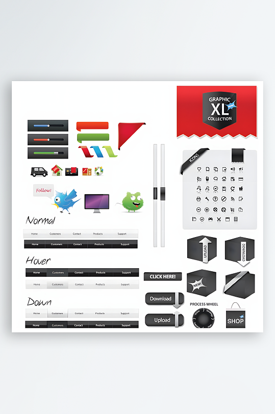 页面按钮网站标签图标-众图网