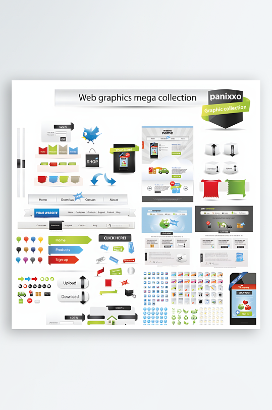 页面按钮网站标签图标-众图网