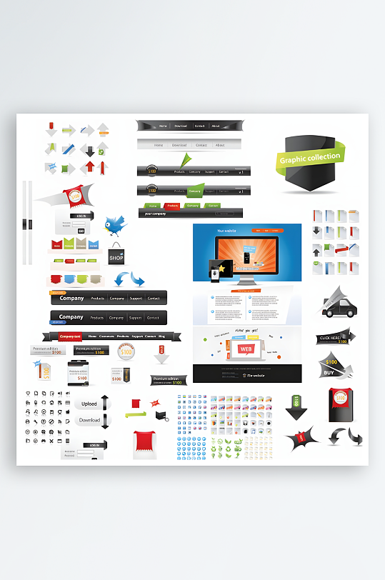 网站按钮网页按钮-众图网