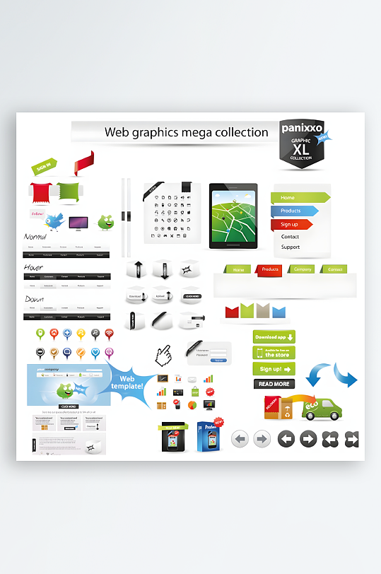 页面按钮网站标签图标-众图网