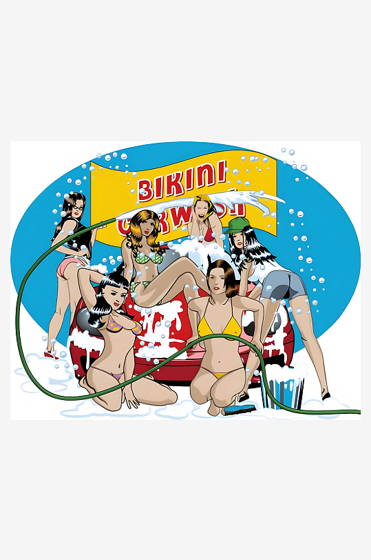 洗车矢量创意设计素材-众图网