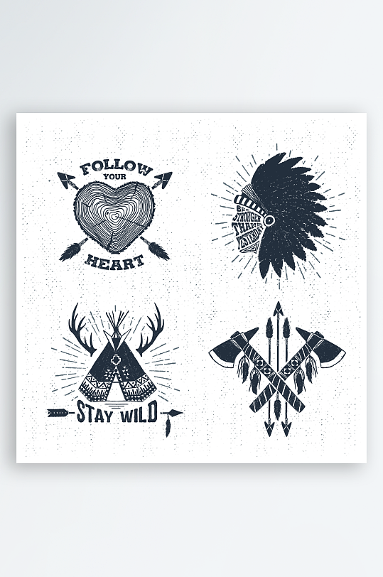 印第安人图标设计-众图网