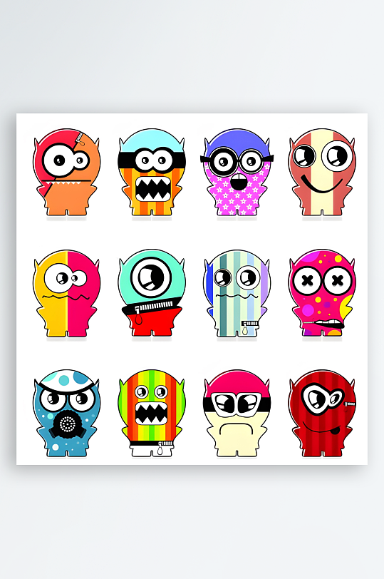 卡通小怪物小怪兽-众图网