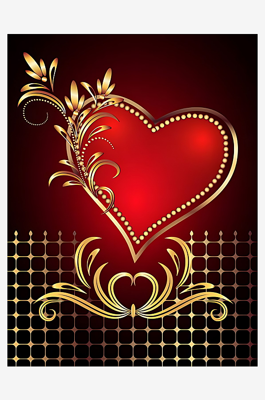 红心心形爱情矢量设计素材-众图网