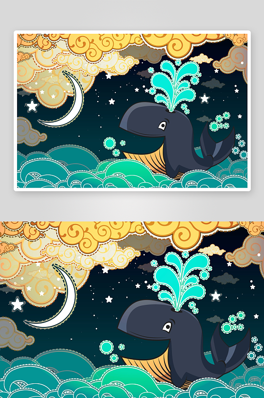 鲸鱼矢量设计素材-众图网