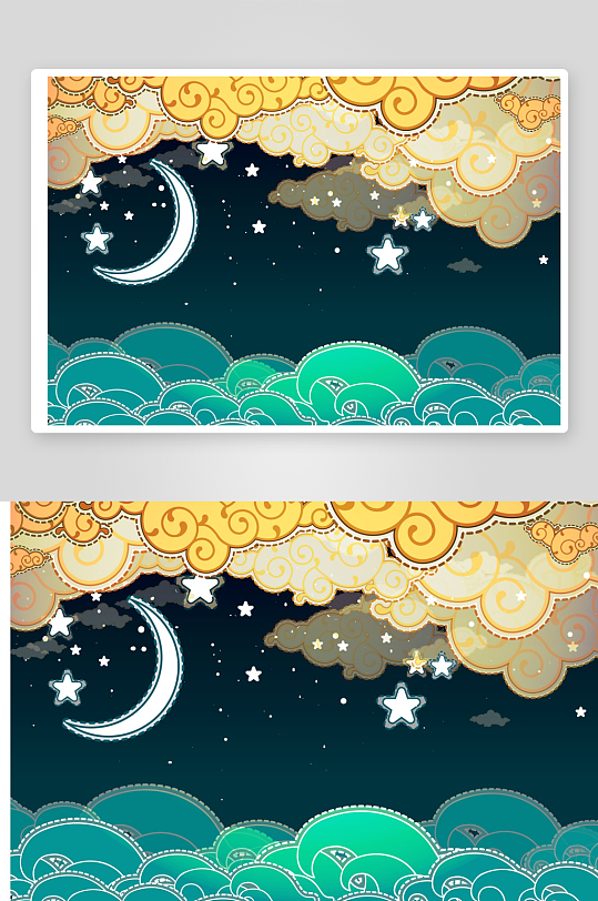 月亮高山大海矢量设计素材-众图网