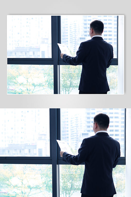 商务人士企业人物窗前摄影图照片