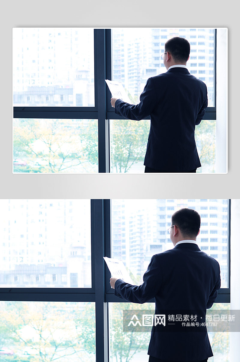 商务人士企业人物窗前摄影图照片素材