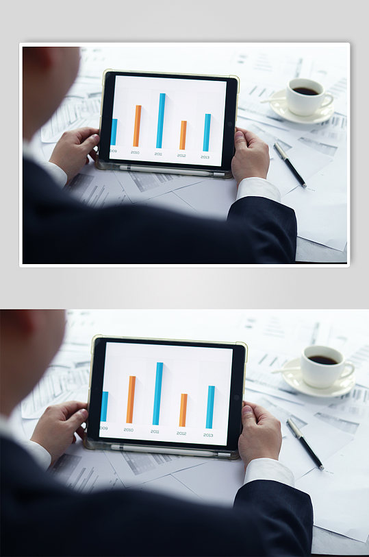 企业人物iPad工作报表摄影图照片