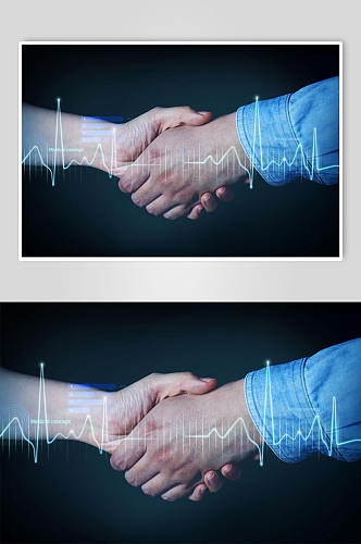 科技感企业人物握手照片摄影图