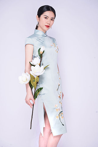 中国风民国女生优雅旗袍人物摄影图片