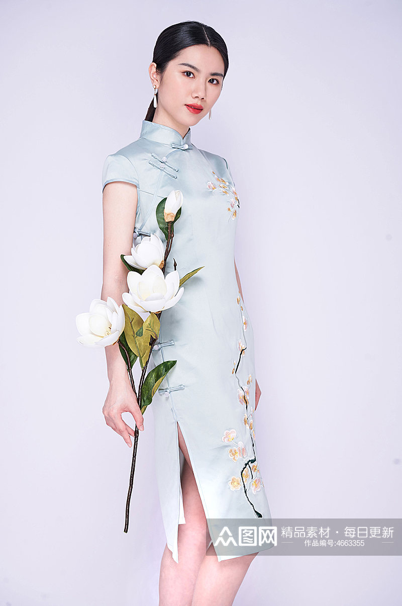 中国风民国女生优雅旗袍人物摄影图片素材