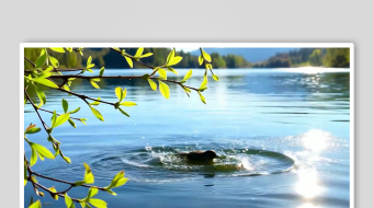 特写湖面数字艺术AI春天风景MP4视频-众图网