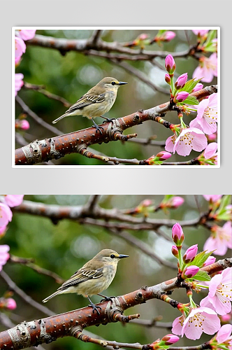 小鸟樱花数字艺术AI春天春季风景MP4视频