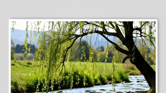 溪流数字艺术AI春天风景MP4视频-众图网