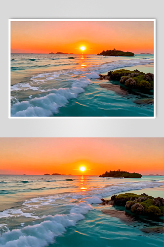 大海日落AI夏季风景自然风光MP4视频