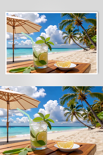 海边柠檬水AI夏季风景自然风光MP4视频