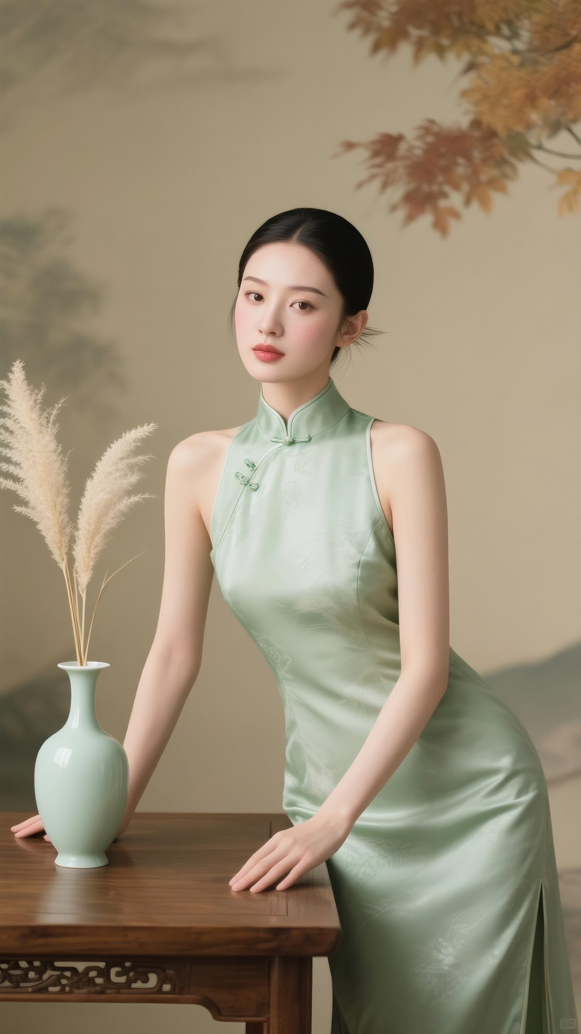 秋季寒露白露节气医美模特人物摄影图素材