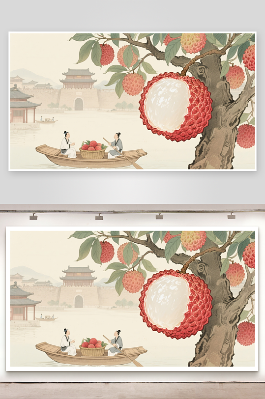 中国风长安的荔枝插画-众图网