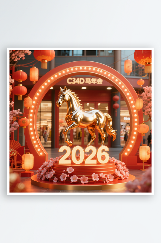 2026年馬年新年概念商城美陳布置