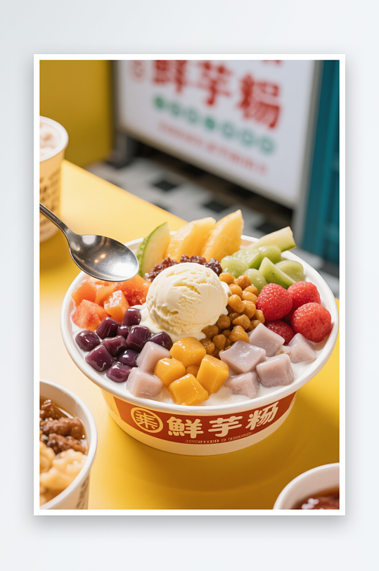 冰沙水果糖水店甜品糖水冷飲攝影圖