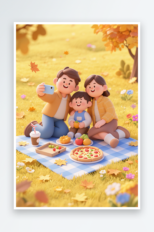 秋季秋天3D模型人物插画-众图网